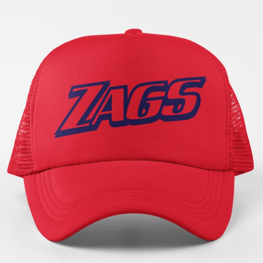 NEW Gonzaga Bulldogs Zags Slant Wordmark Foam Trucker Mesh Snapback Hat RED